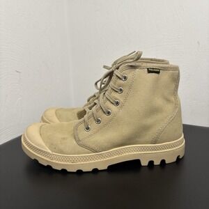 Palladium Pampa Hi Original Boots Sahara Beige Khaki Hiking Trail Mens 8 W‎ 9.5